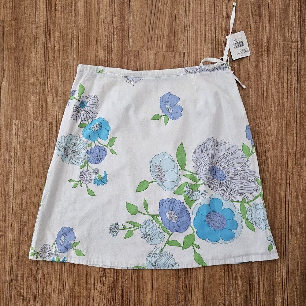 IZOD Blue and Green White Floral Midi Skirt Vintage Y2K 90's NWT size 12P